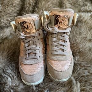 Michael Kors Y2K Mid Top Sneakers with Rose Gold Accents RARE 7.5